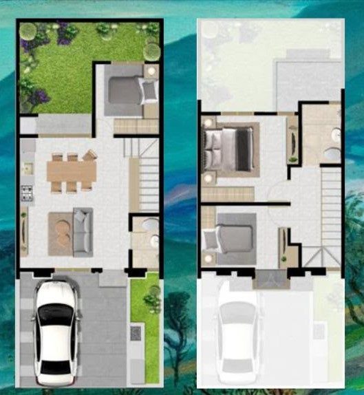 Denah Casa Two 85 lantai 1 dan lantai 2